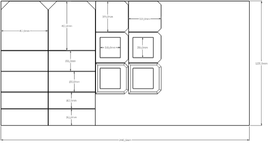 Cutting diagram on a 2440 x 1220 x 19 MDF